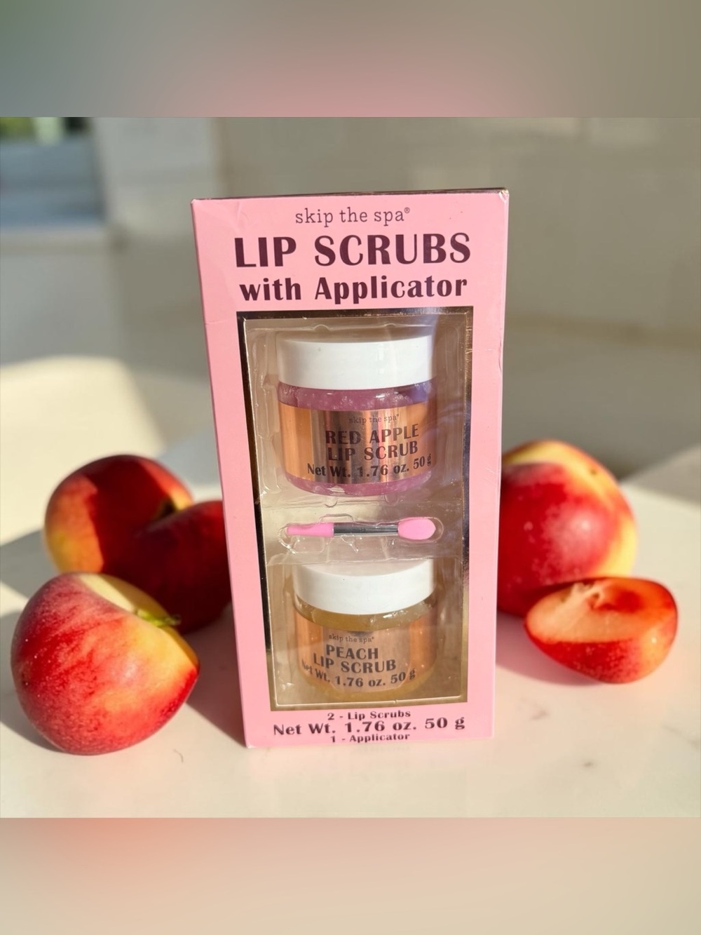 🏷️‼️5/$25🏷️‼️🍎🍑JEAN PIERRE🍎🍑Lip Scrub Duo in Red Apple & Peach/NIB